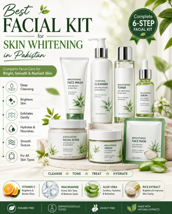 Gentle facial care kit for dull skin, acne marks, and pigmentation