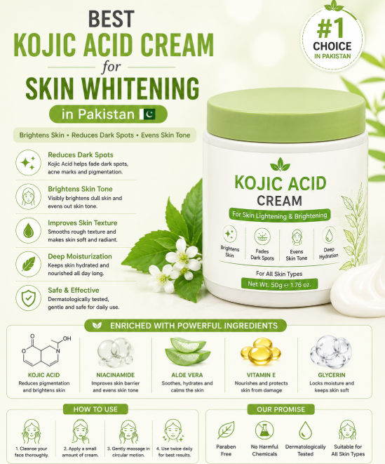 Kojic acid brightening cream for a clearer and more even-looking skin tone